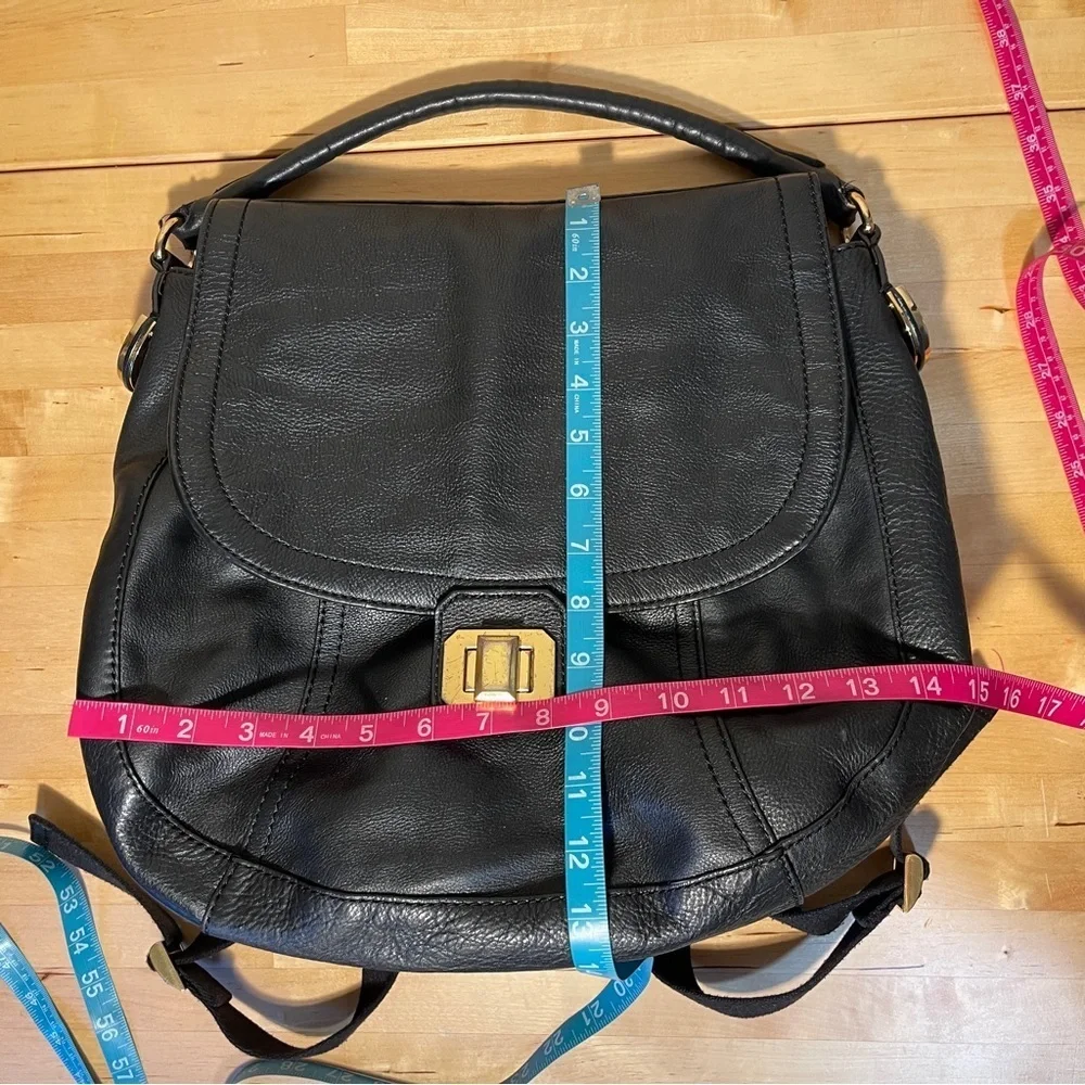 Vintage Y2K Juicy Couture Black Leather Convertible Backpack Shoulder Bag